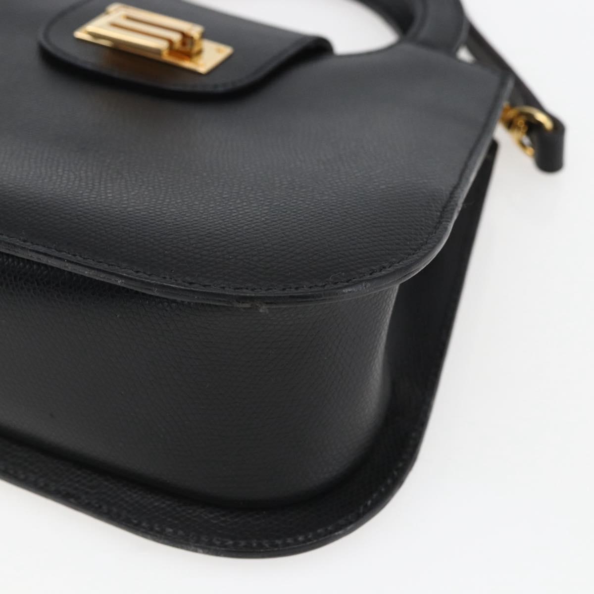 ETRO Hand Bag Leather 2way Black Gold Auth am10819V