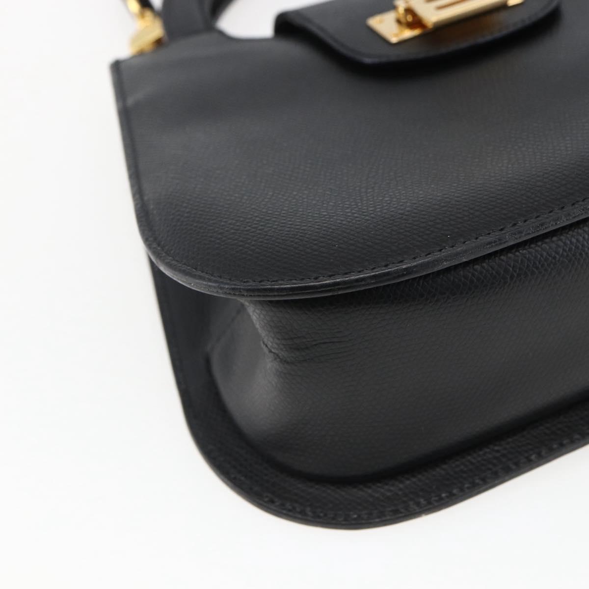 ETRO Hand Bag Leather 2way Black Gold Auth am10819V
