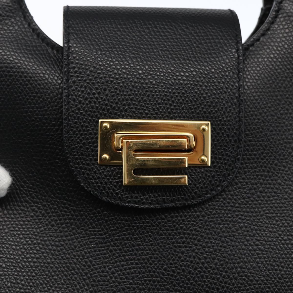 ETRO Hand Bag Leather 2way Black Gold Auth am10819V