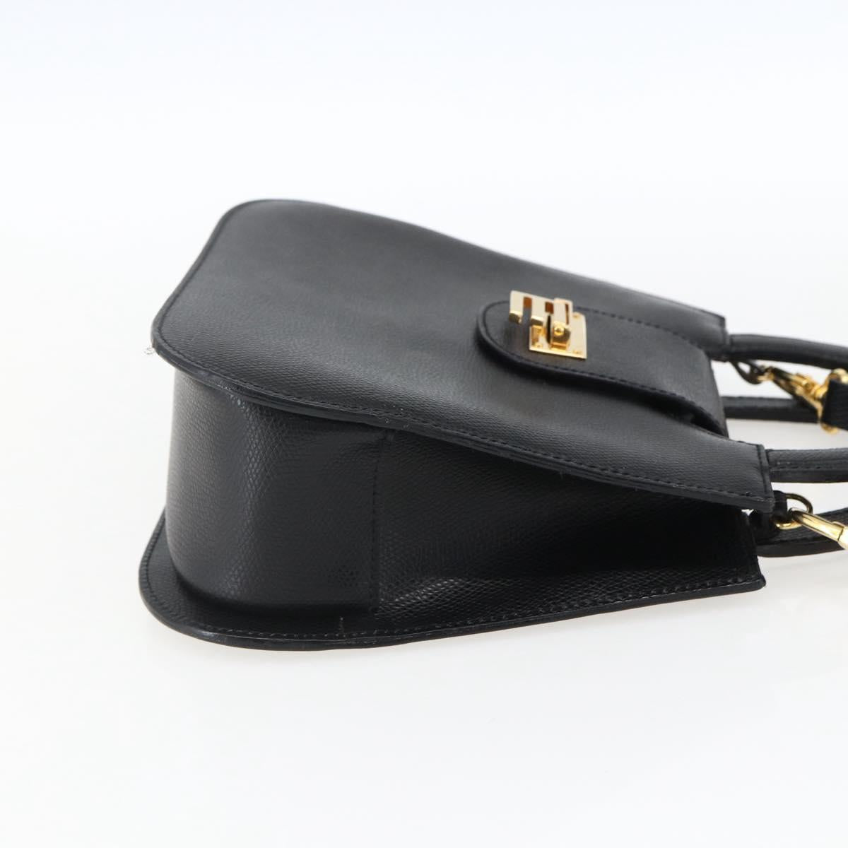 ETRO Hand Bag Leather 2way Black Gold Auth am10819V