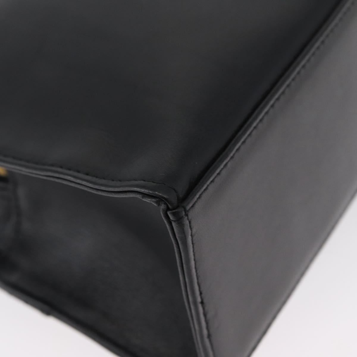 Gianni Versace Sunburst Tote Bag Leather Black Gold Auth am10821A