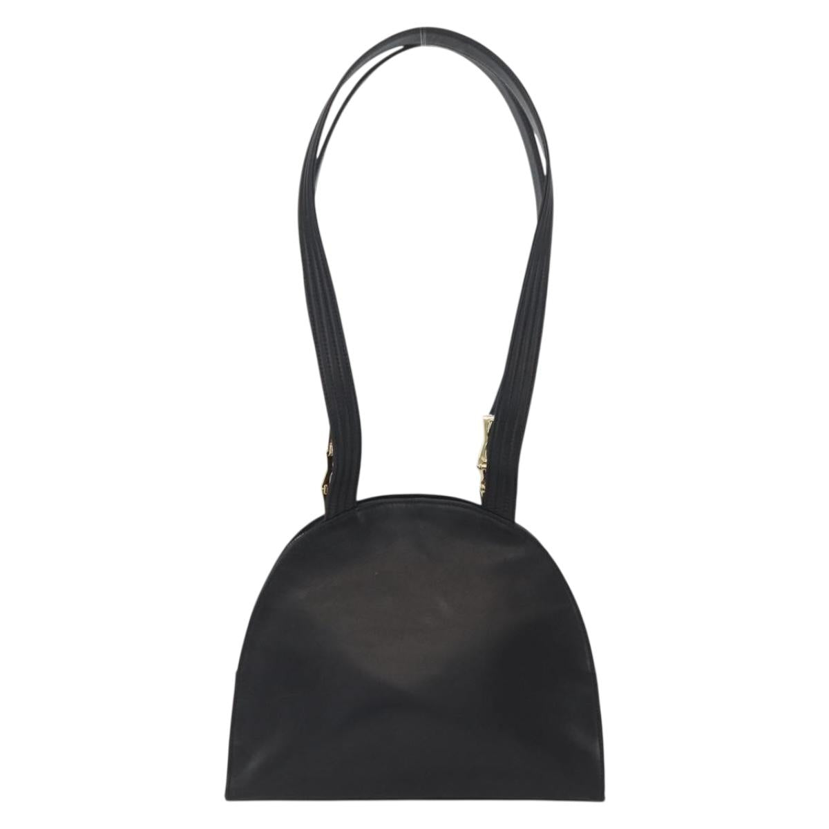 Gianni Versace Sunburst Tote Bag Leather Black Gold Auth am10821A