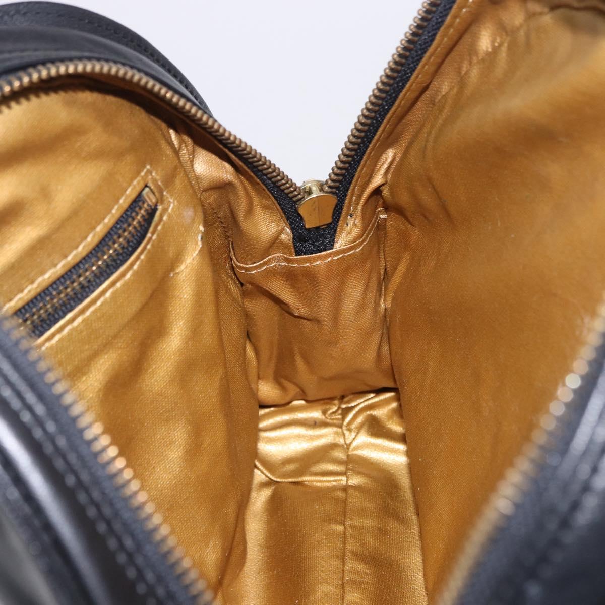 Gianni Versace Sunburst Tote Bag Leather Black Gold Auth am10821A