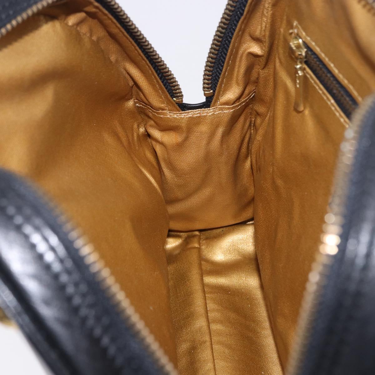 Gianni Versace Sunburst Tote Bag Leather Black Gold Auth am10821A