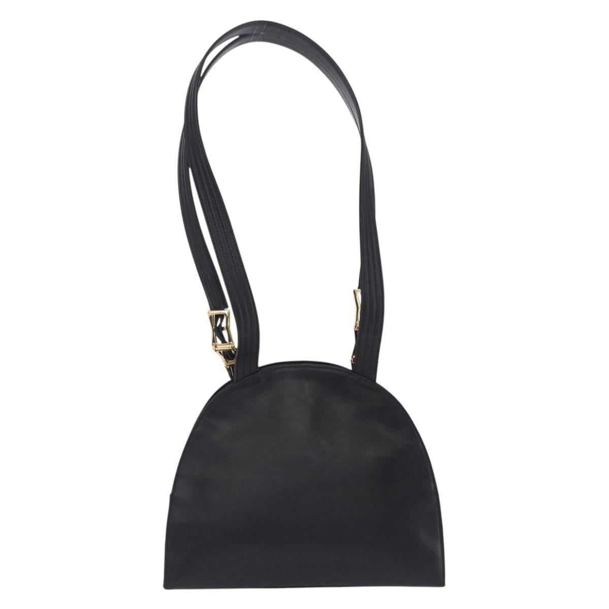 Gianni Versace Sunburst Tote Bag Leather Black Gold Auth am10821A
