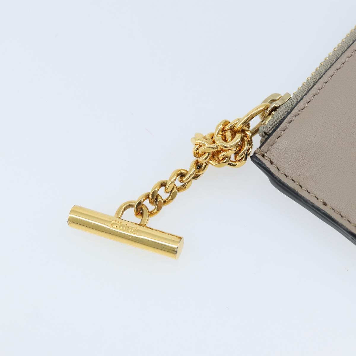 Chloe Coin Purse Leather Gray Gold Auth am10826V