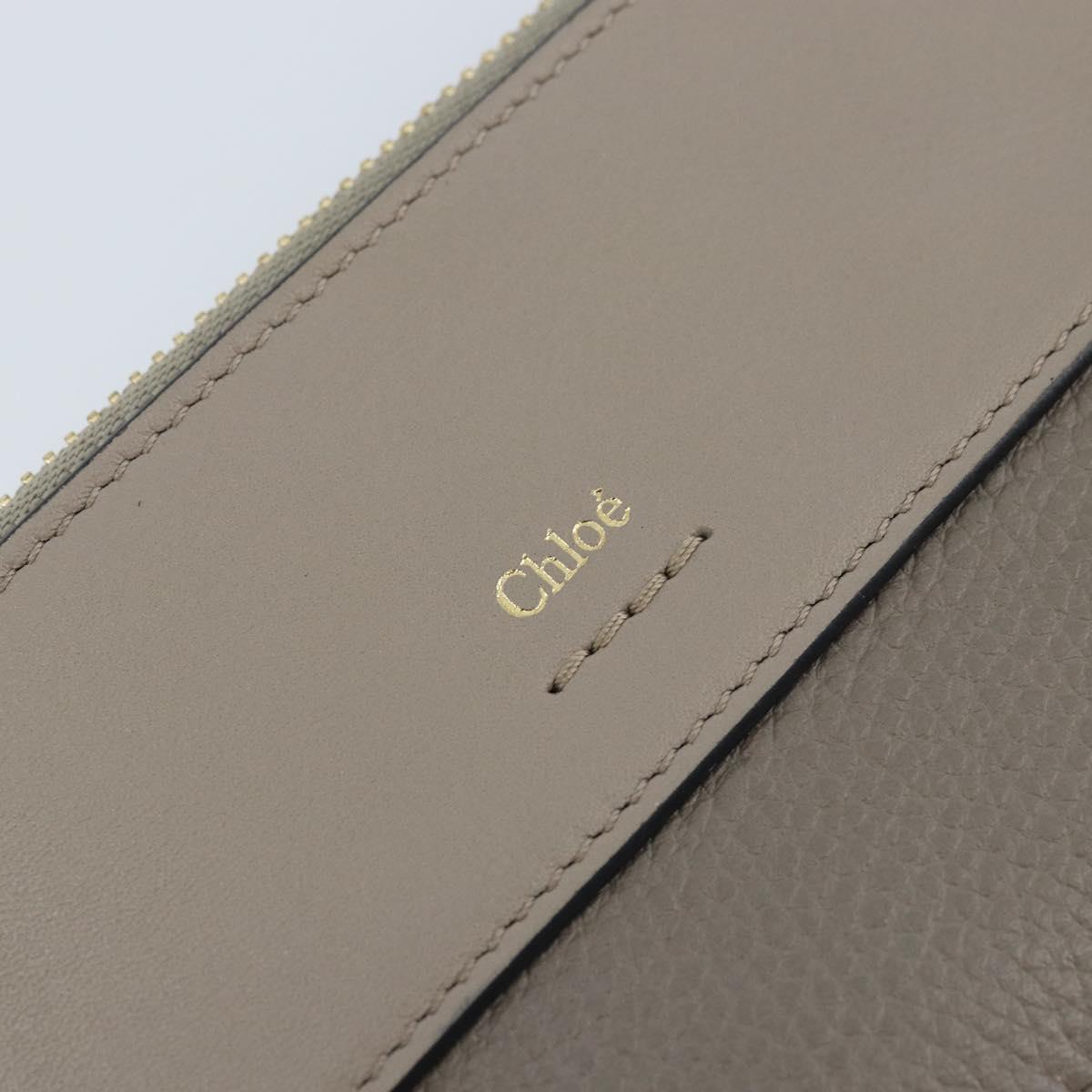 Chloe Coin Purse Leather Gray Gold Auth am10826V