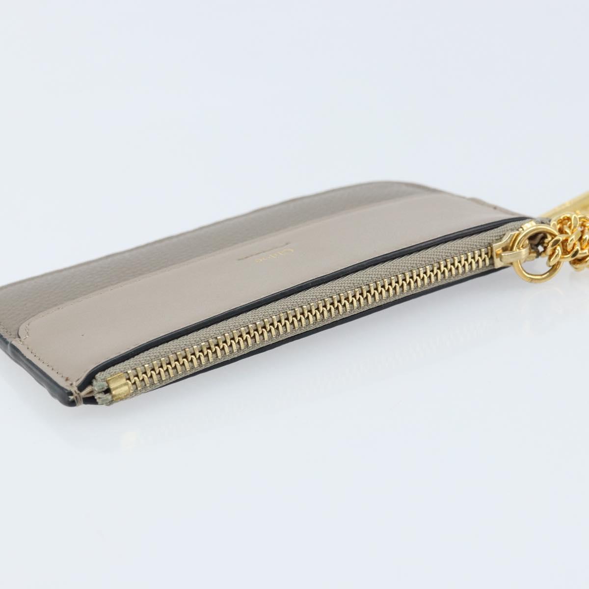Chloe Coin Purse Leather Gray Gold Auth am10826V