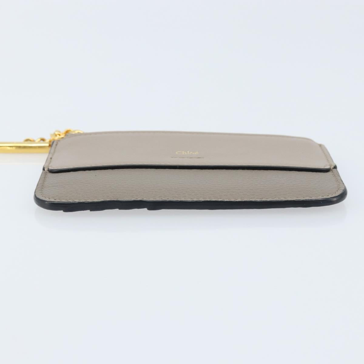 Chloe Coin Purse Leather Gray Gold Auth am10826V