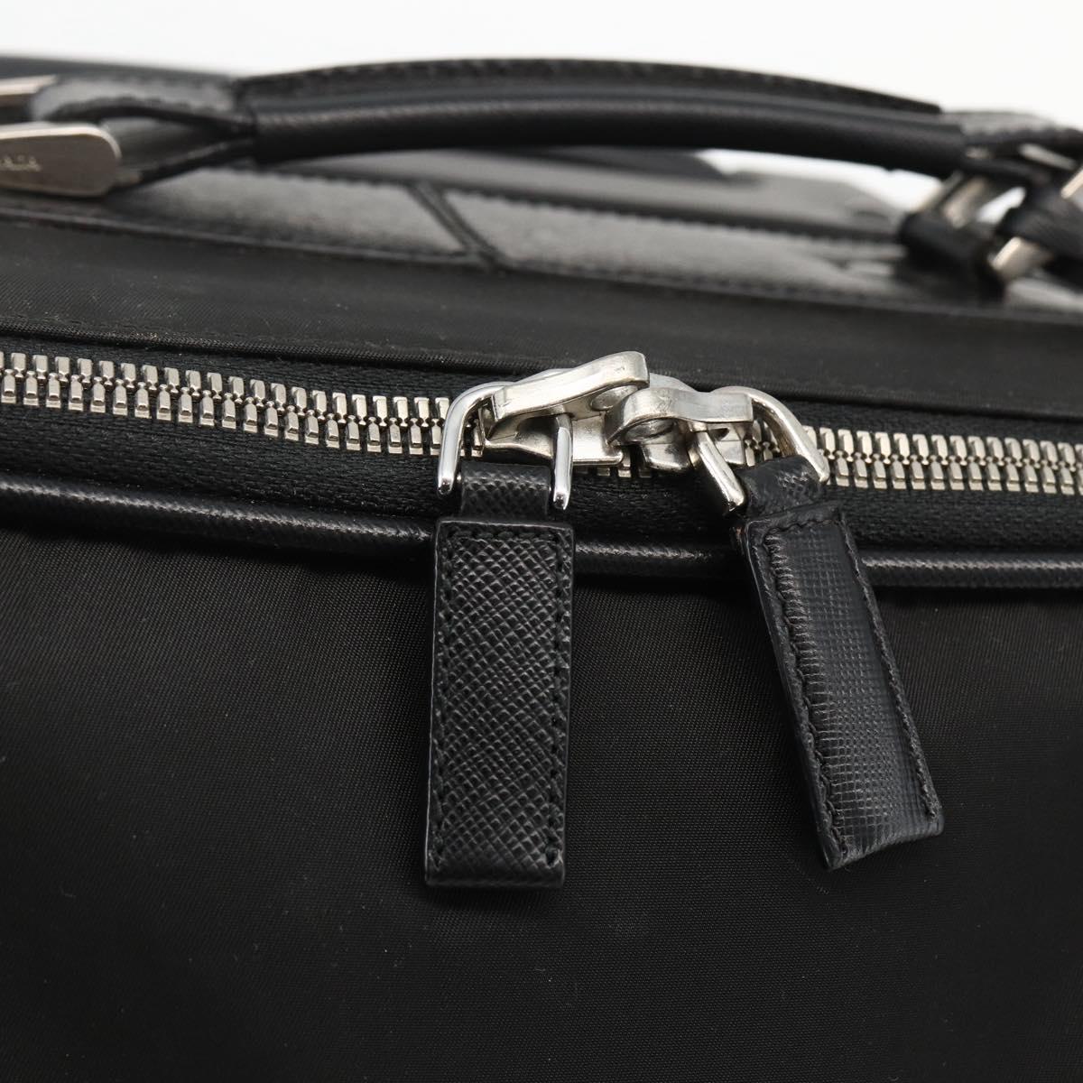 PRADA Carry Case Nylon Black Silver Auth am10829