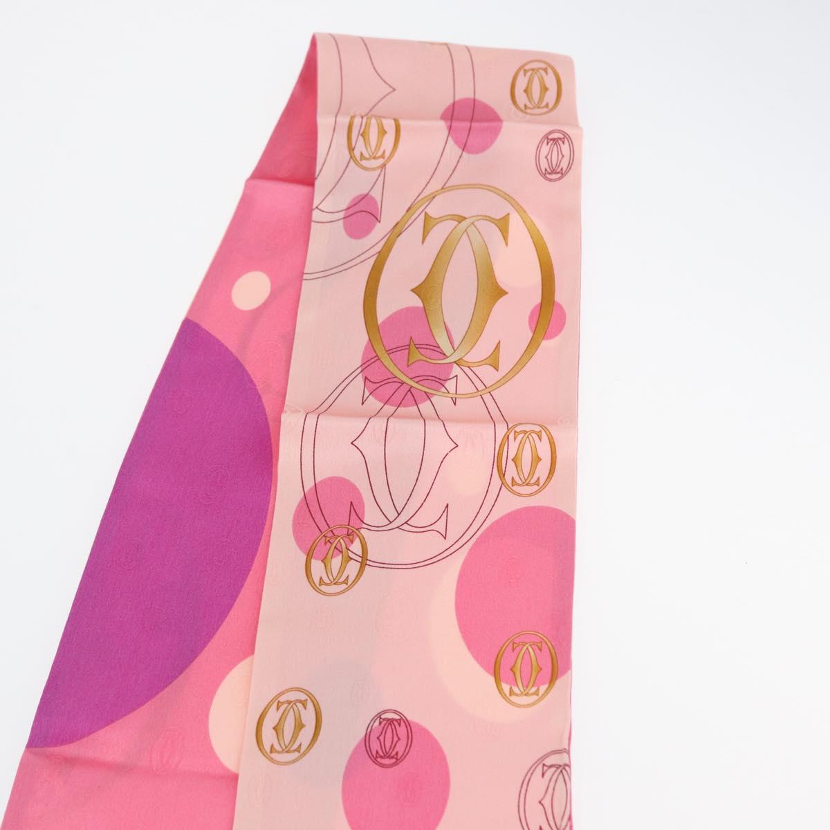 CARTIER Scarf Silk Pink Auth am10833V