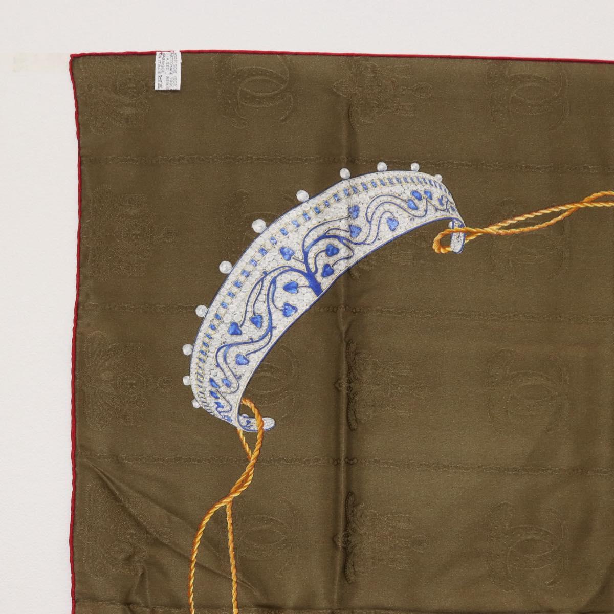 CARTIER Scarf Silk Khaki Auth am10834V