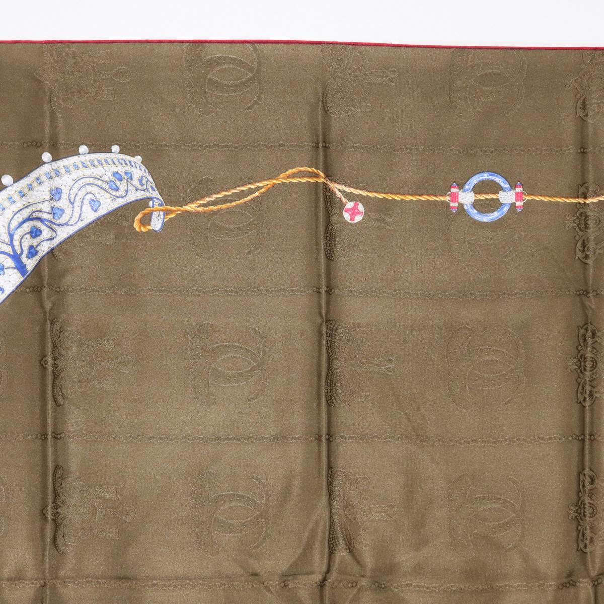 CARTIER Scarf Silk Khaki Auth am10834V