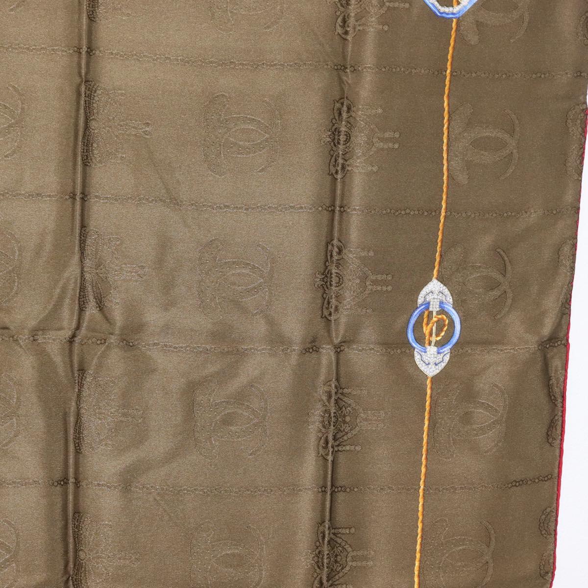 CARTIER Scarf Silk Khaki Auth am10834V