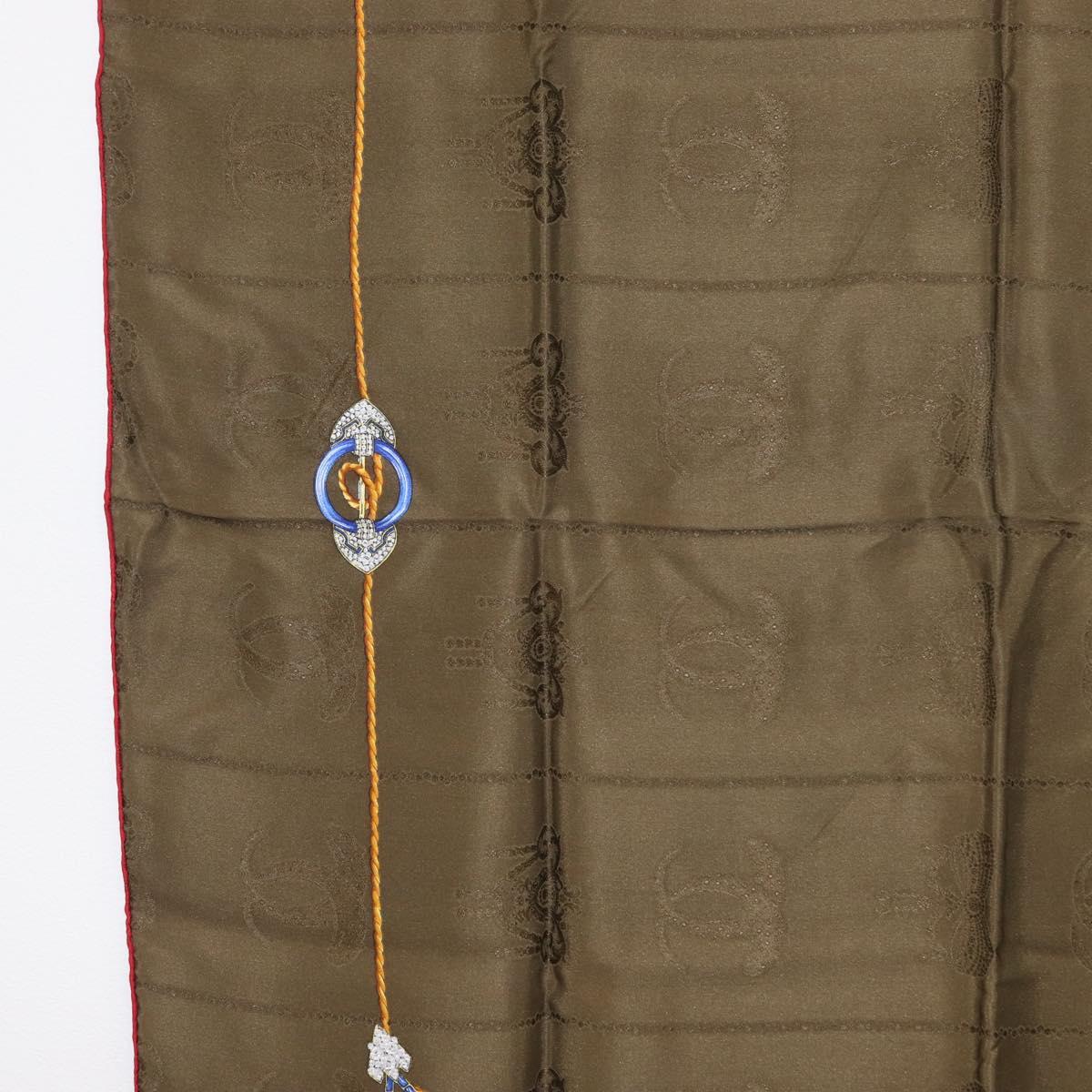 CARTIER Scarf Silk Khaki Auth am10834V