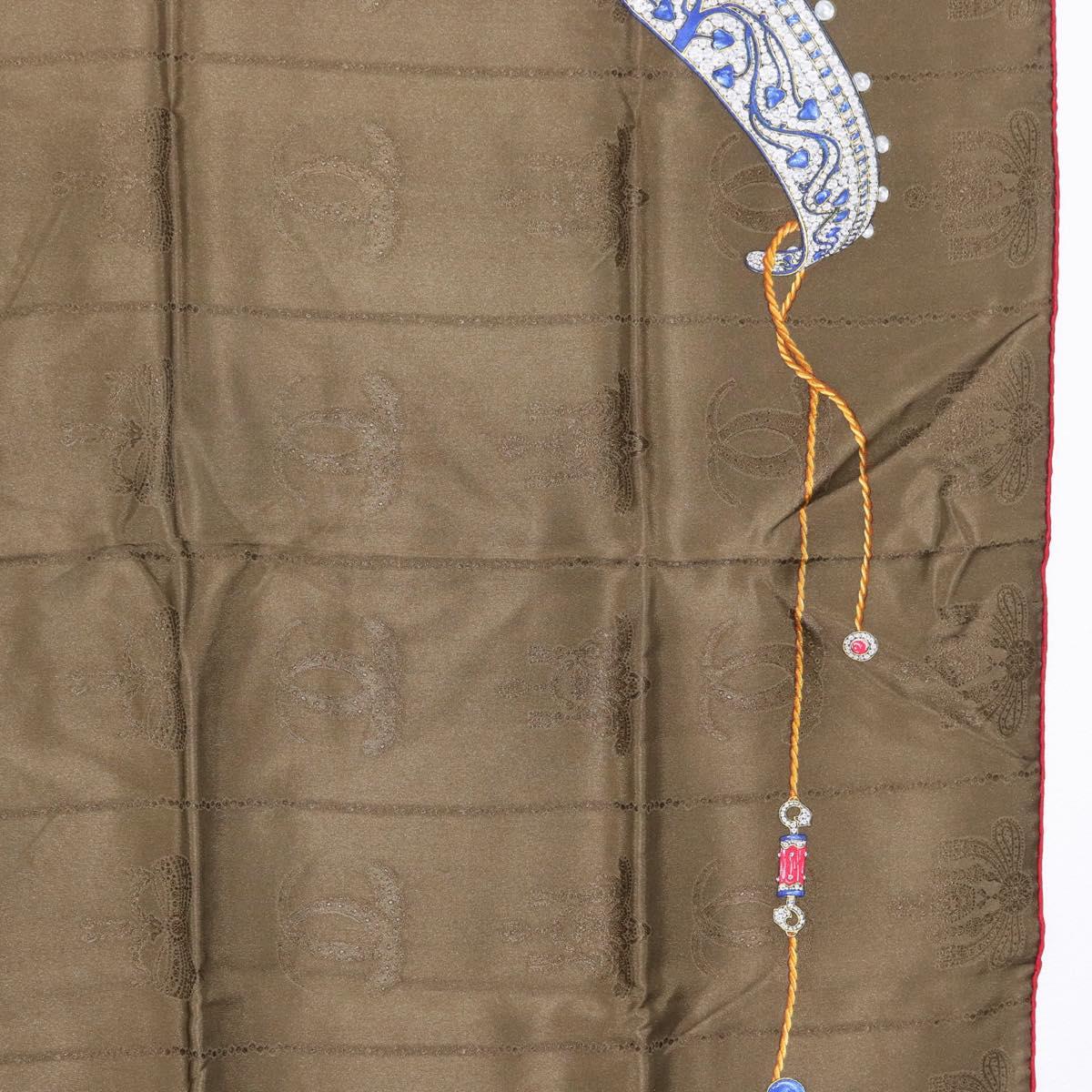 CARTIER Scarf Silk Khaki Auth am10834V