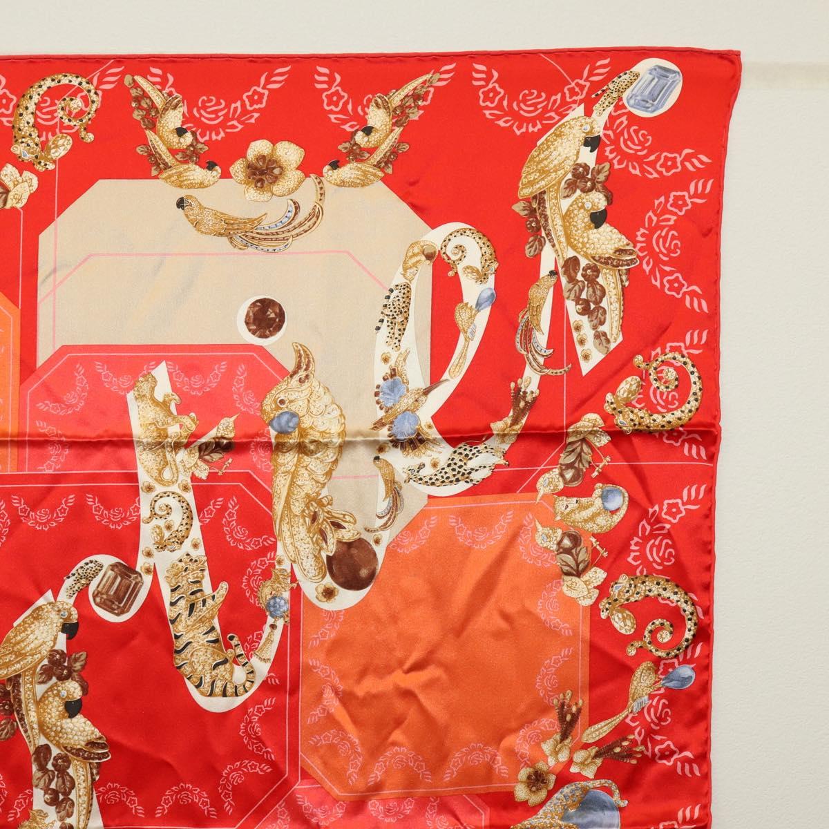 CARTIER Dior Scarf Silk 2 Piece set Red Blue Auth am10835
