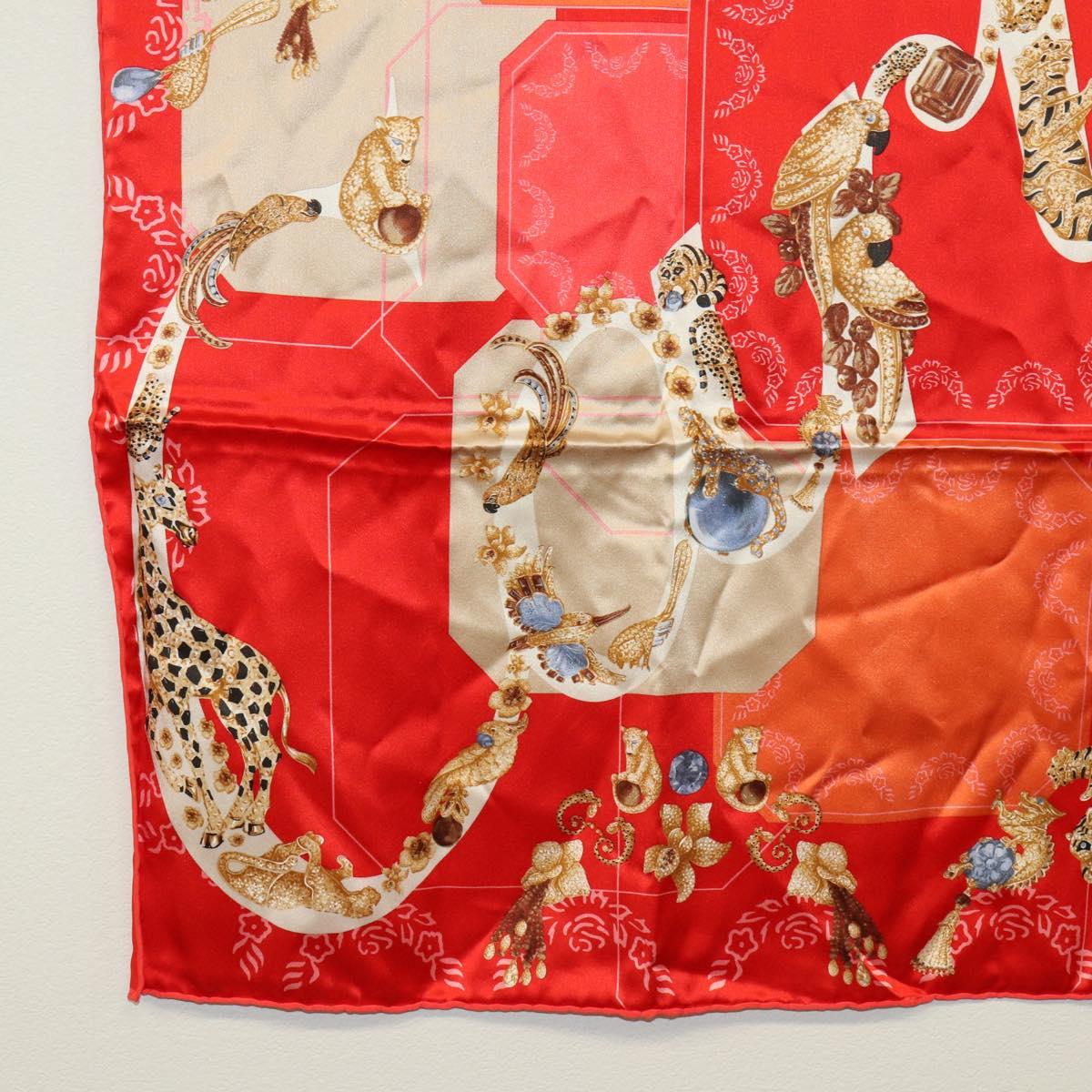 CARTIER Dior Scarf Silk 2 Piece set Red Blue Auth am10835