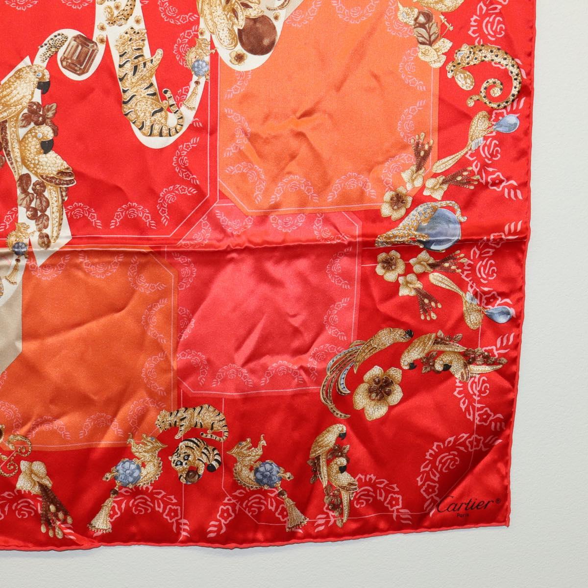 CARTIER Dior Scarf Silk 2 Piece set Red Blue Auth am10835