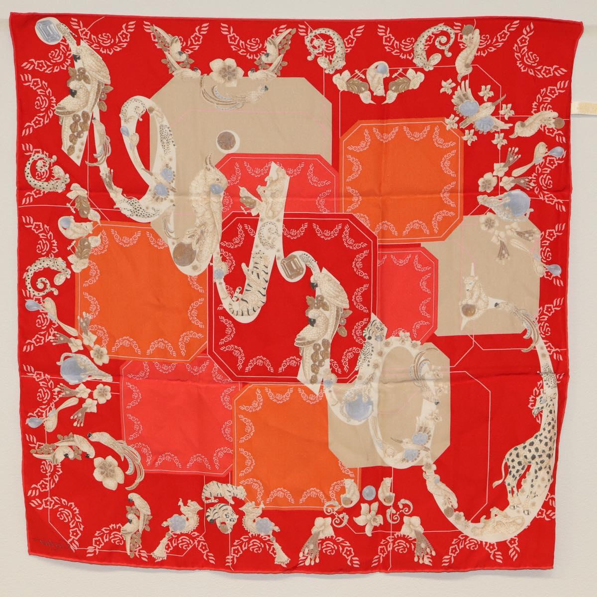 CARTIER Dior Scarf Silk 2 Piece set Red Blue Auth am10835