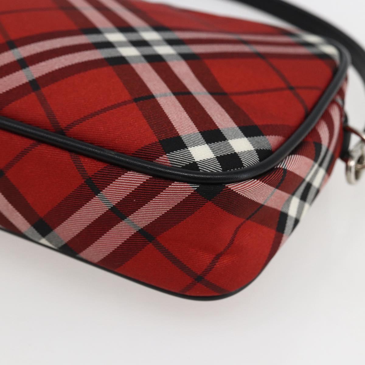 BURBERRY Nova Check Blue Label Accessory Pouch Nylon Red Black Auth am10838V