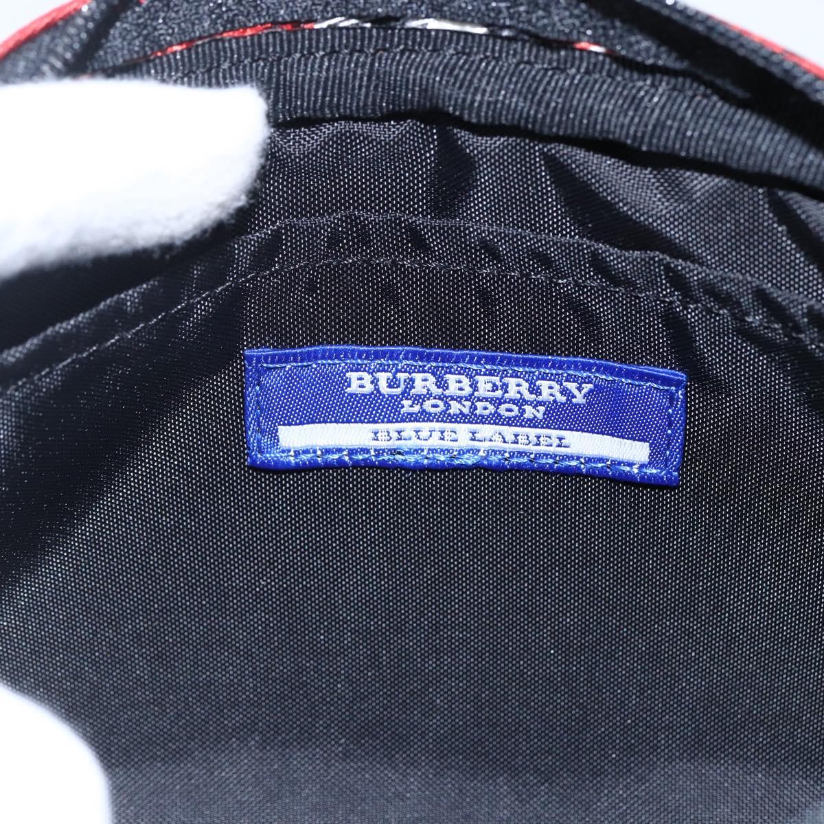 BURBERRY Nova Check Blue Label Accessory Pouch Nylon Red Black Auth am10838V