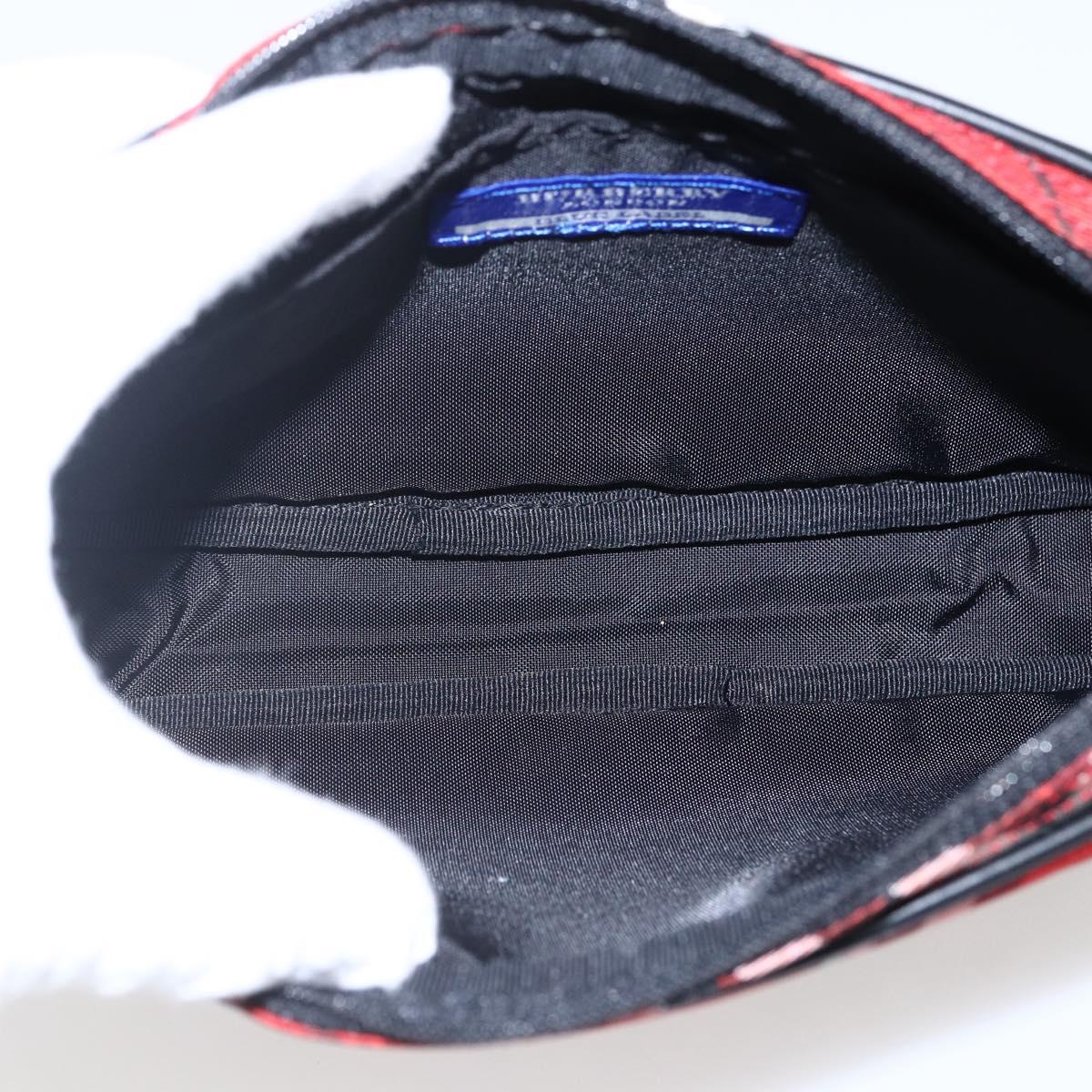 BURBERRY Nova Check Blue Label Accessory Pouch Nylon Red Black Auth am10838V