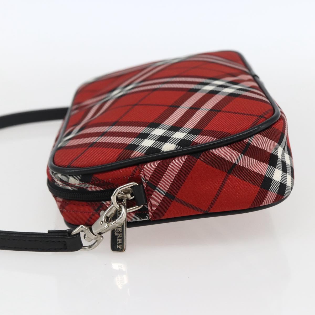BURBERRY Nova Check Blue Label Accessory Pouch Nylon Red Black Auth am10838V