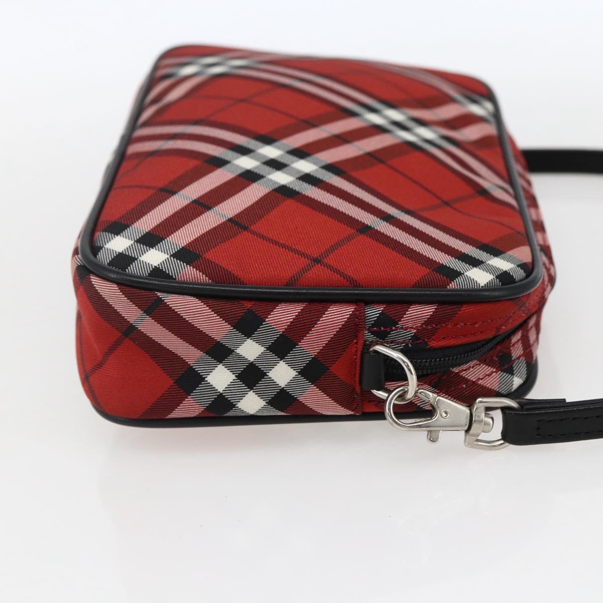 BURBERRY Nova Check Blue Label Accessory Pouch Nylon Red Black Auth am10838V