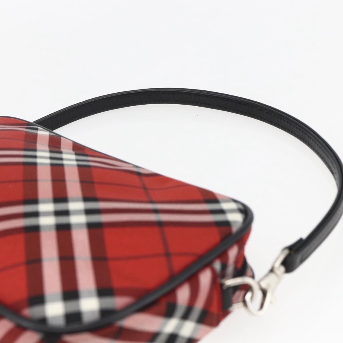 BURBERRY Nova Check Blue Label Accessory Pouch Nylon Red Black Auth am10838V