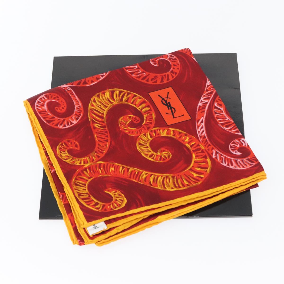 SAINT LAURENT Scarf Silk Red Auth am10844V