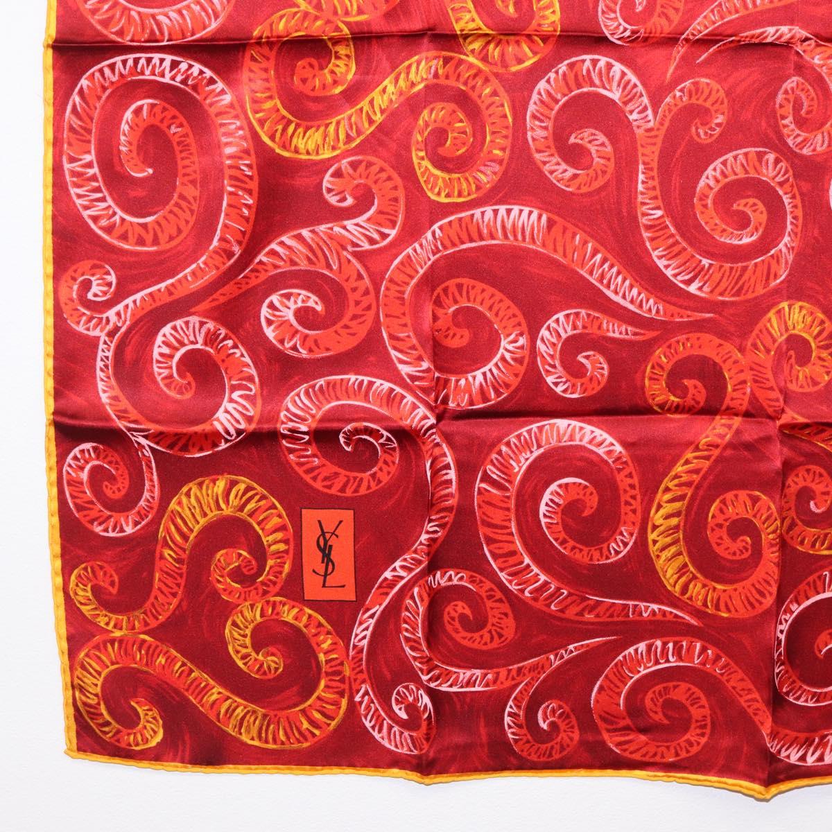 SAINT LAURENT Scarf Silk Red Auth am10844V