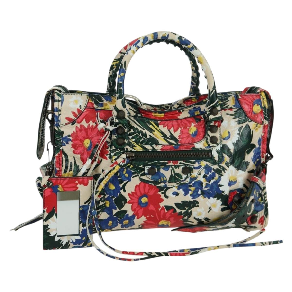 BALENCIAGA Floral The City Bag Leather 2way Multicolor 173084 Auth am10850SAV