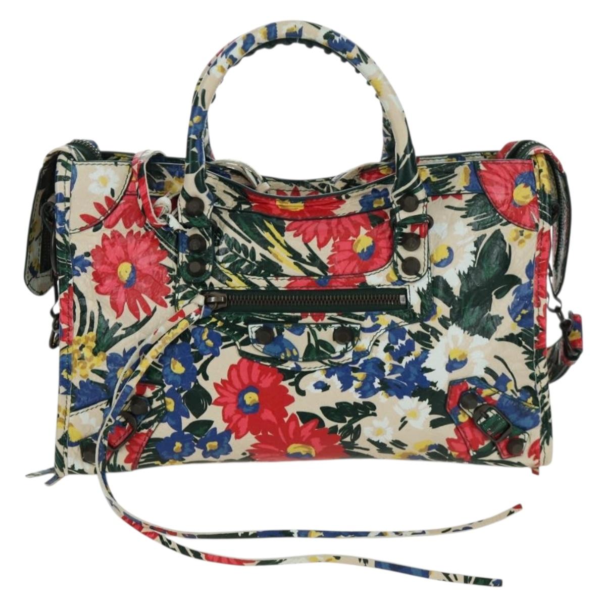 BALENCIAGA Floral The City Bag Leather 2way Multicolor 173084 Auth am10850SAV