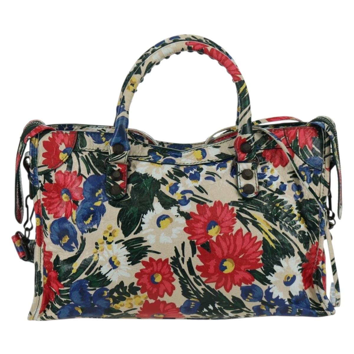 BALENCIAGA Floral The City Bag Leather 2way Multicolor 173084 Auth am10850SAV