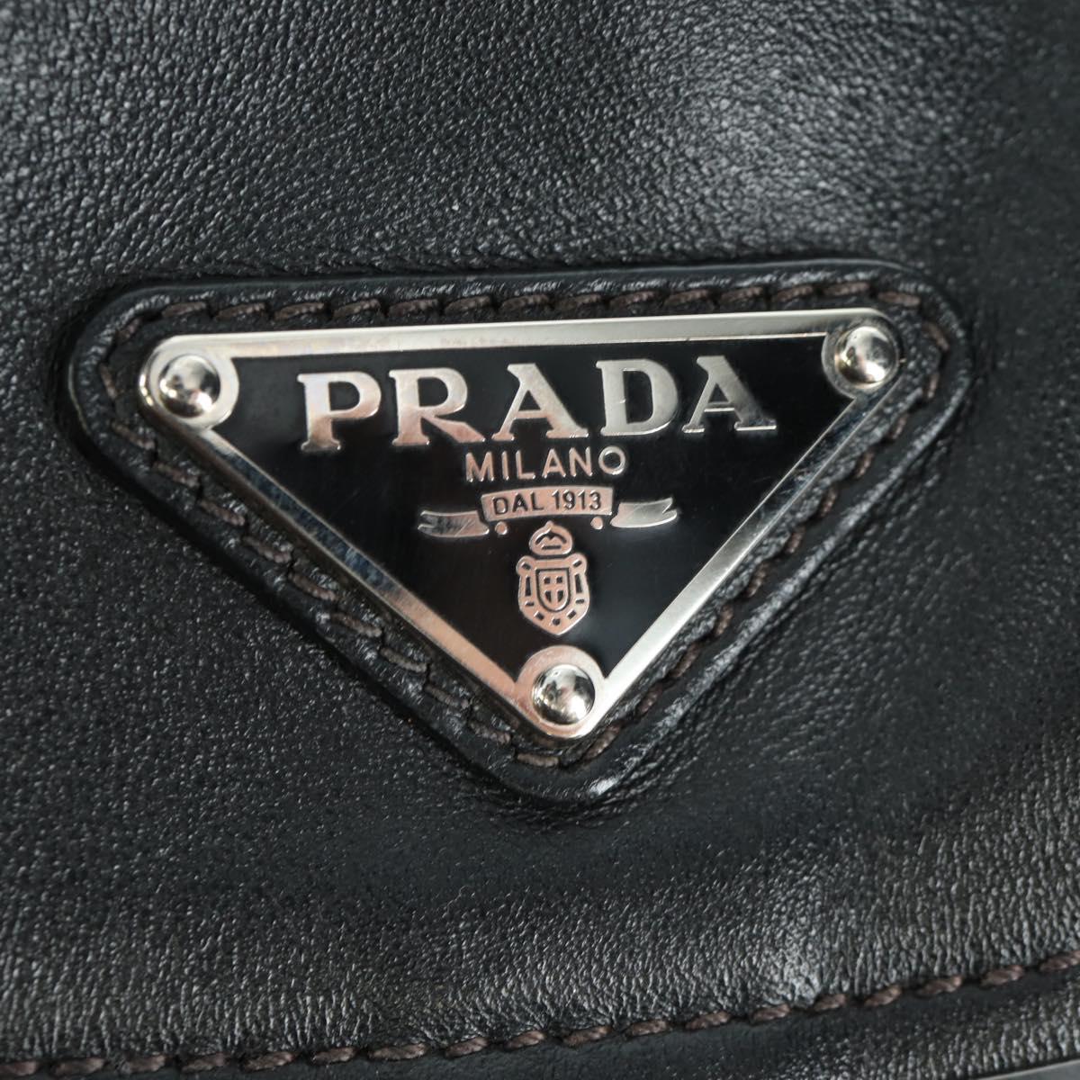 PRADA Backpack Leather Black Gold Auth am10852SAV