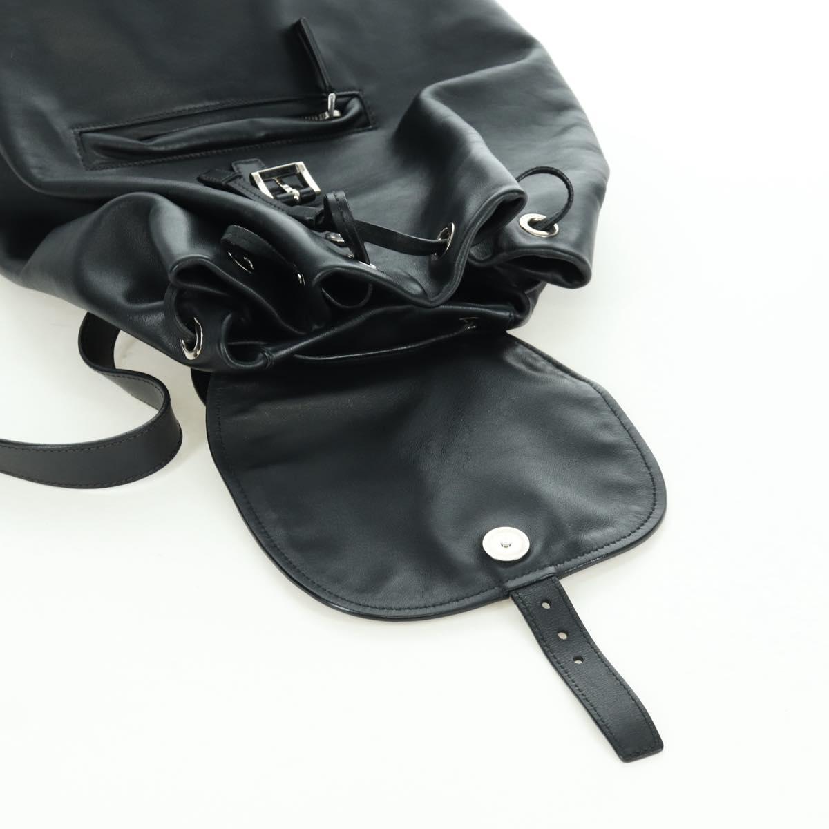 PRADA Backpack Leather Black Gold Auth am10852SAV