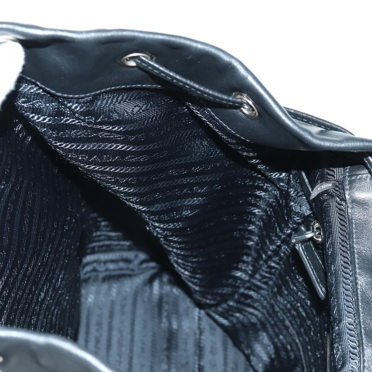 PRADA Backpack Leather Black Gold Auth am10852SAV
