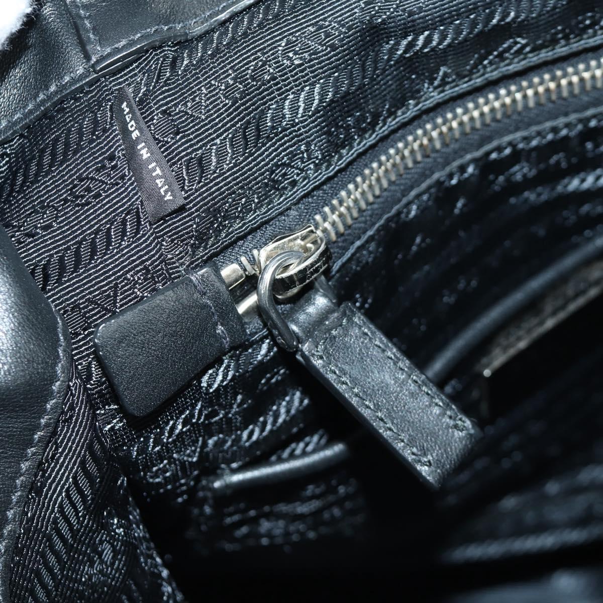 PRADA Backpack Leather Black Gold Auth am10852SAV