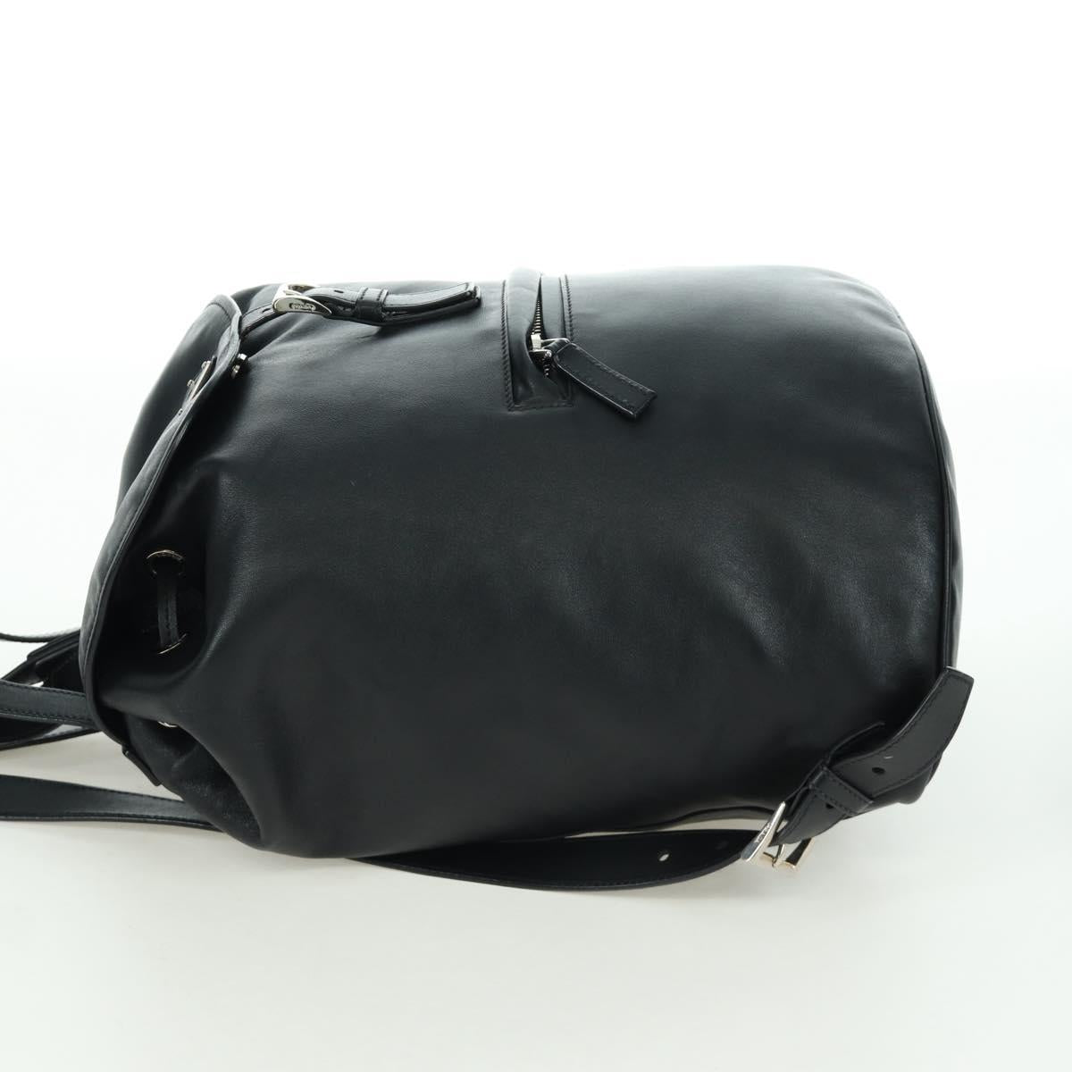 PRADA Backpack Leather Black Gold Auth am10852SAV
