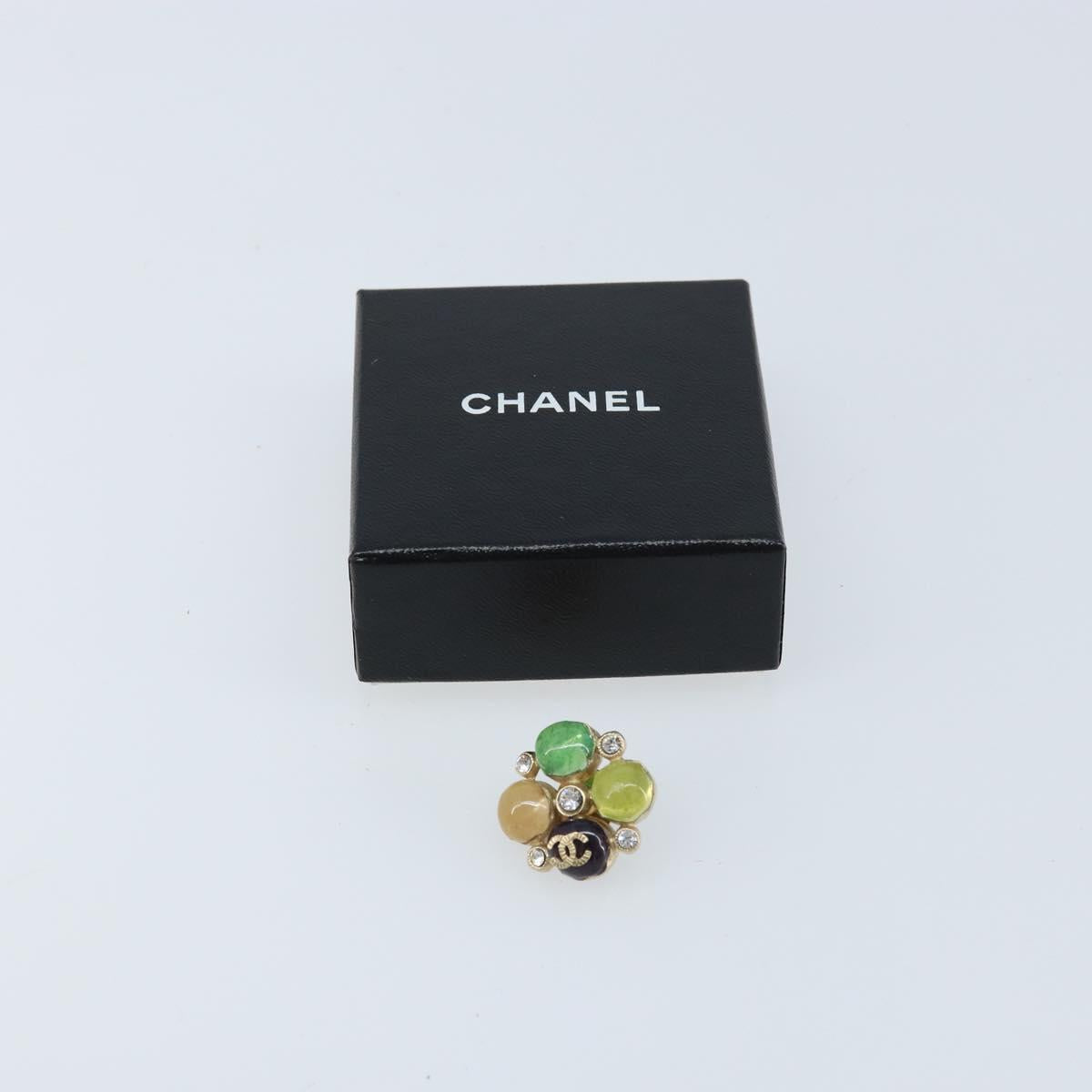 CHANEL CC Gripoix Stone Brooch metal Multicolor Gold CC Auth am10855V