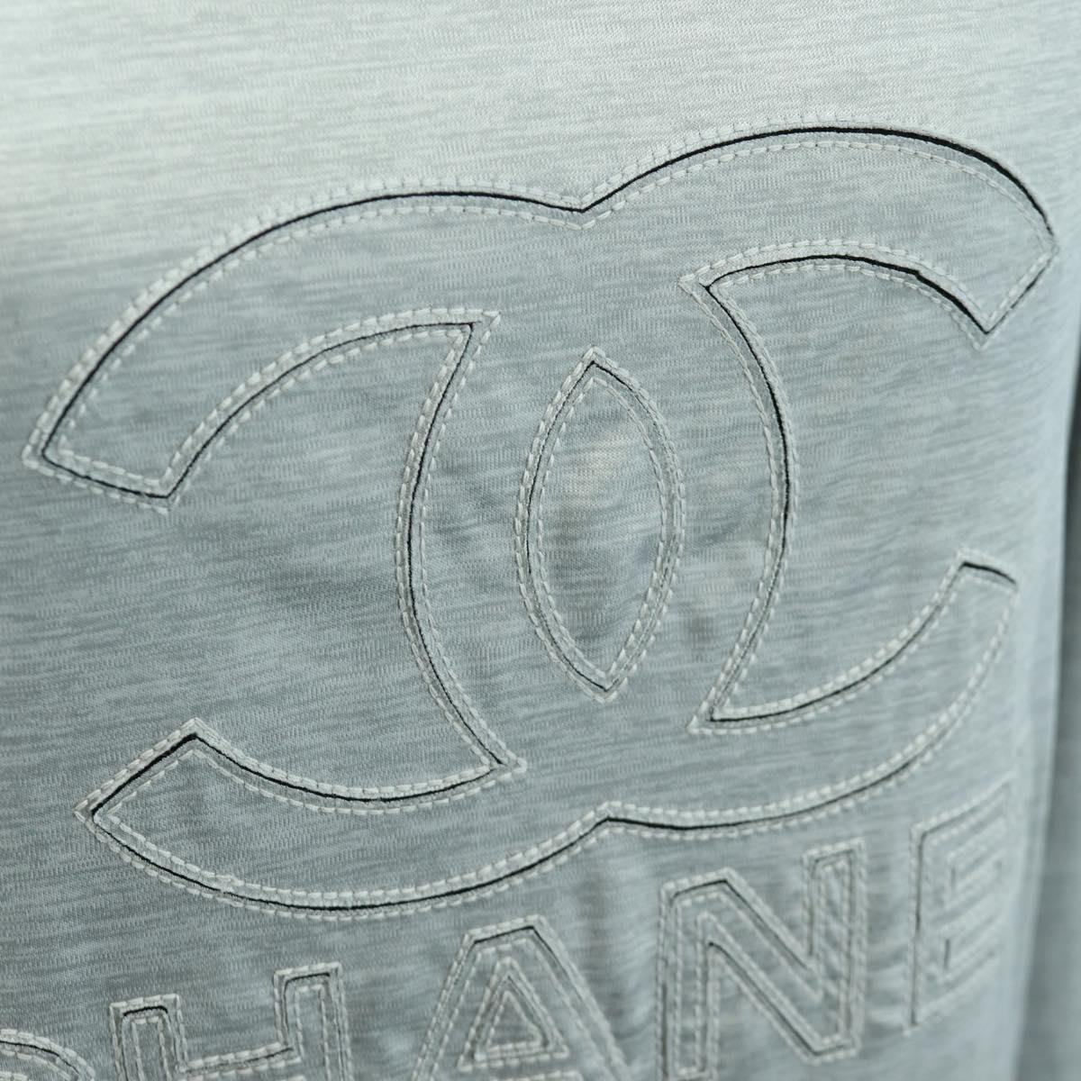 CHANEL CC Tops Rayon Size 36 Silver CC Auth am10856V