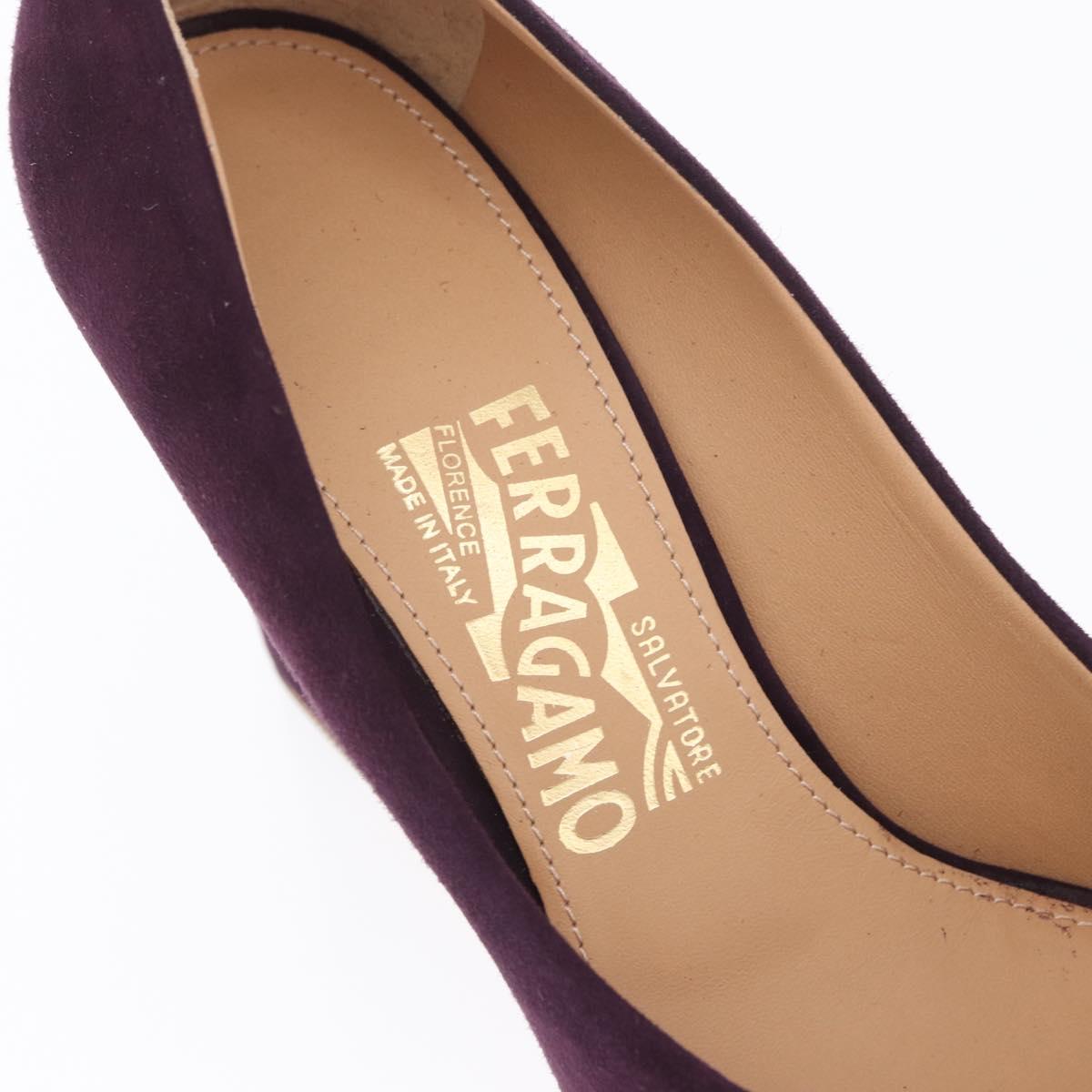 Salvatore Ferragamo Pumps Suede Size 7 Purple Auth am10858V