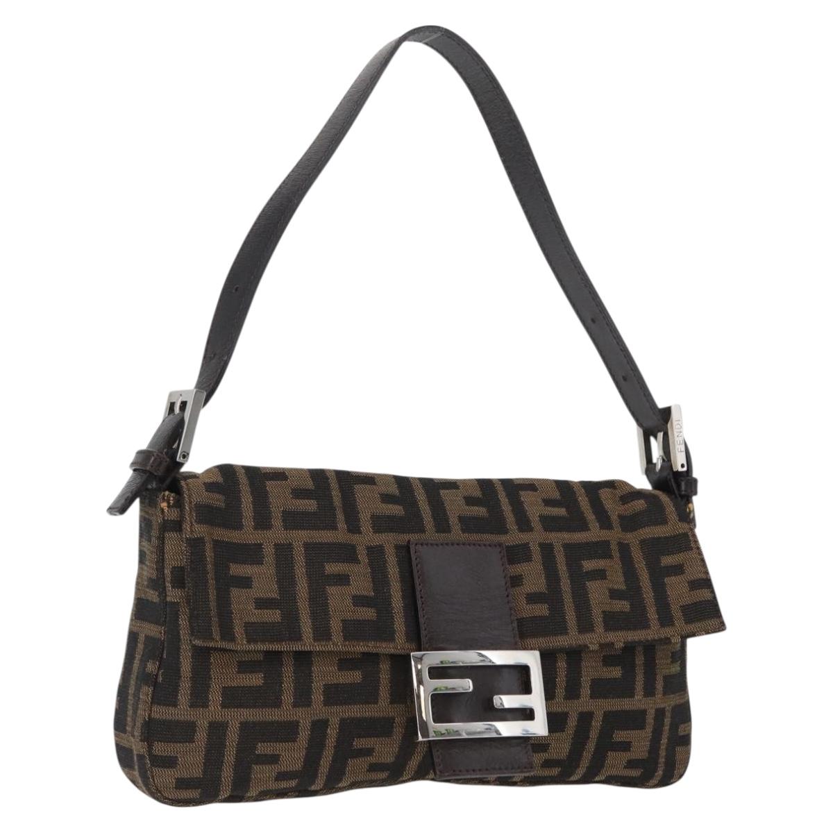 FENDI Zucca Canvas Mamma bucket Shoulder Bag Brown Silver Auth am10859SAV