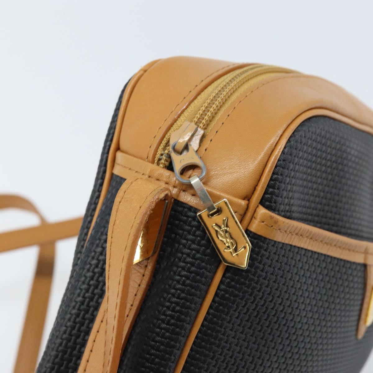 SAINT LAURENT Shoulder Bag PVC Navy Gold Auth am10861V