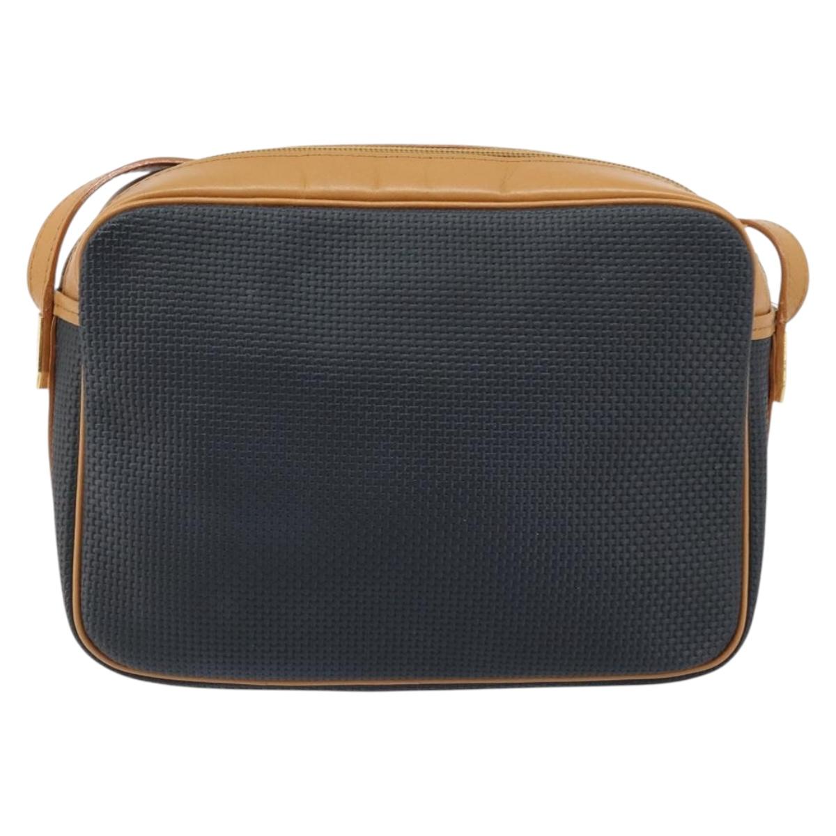 SAINT LAURENT Shoulder Bag PVC Navy Gold Auth am10861V