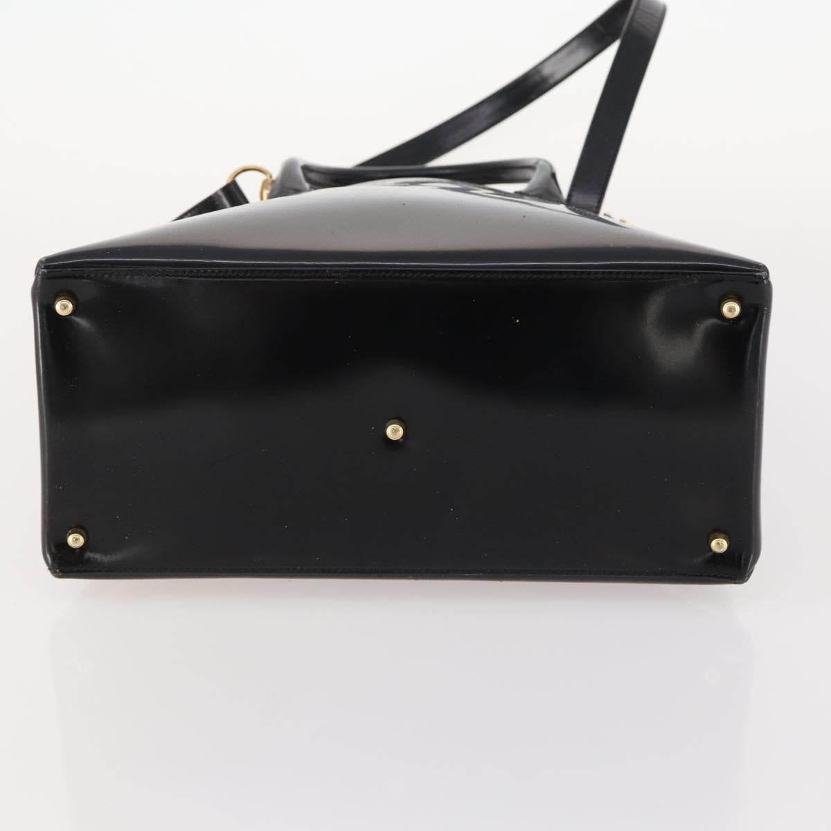 GUCCI Tote Bag Patent leather 2way Black Gold 000 1669 0503 Auth am10865