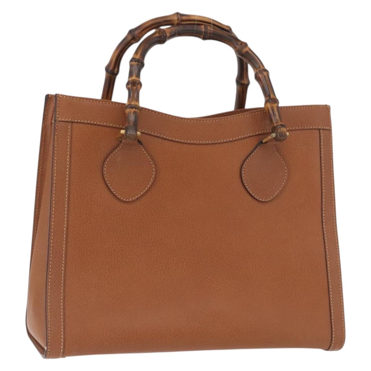 GUCCI Bamboo Hand Bag Leather Brown Gold 002 2853 0260 0 Auth am10871