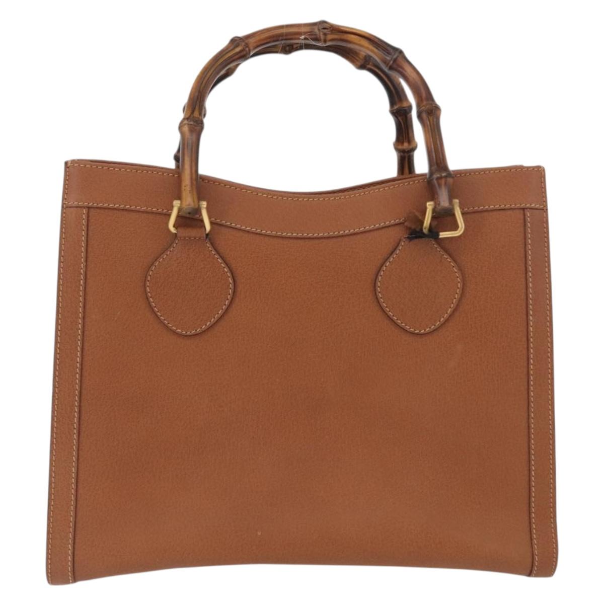 GUCCI Bamboo Hand Bag Leather Brown Gold 002 2853 0260 0 Auth am10871