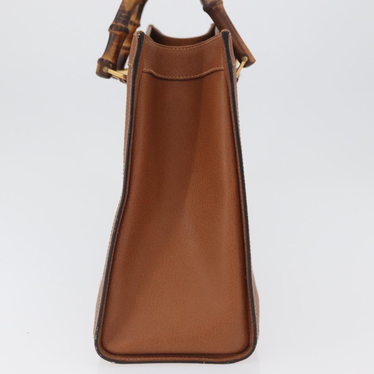 GUCCI Bamboo Hand Bag Leather Brown Gold 002 2853 0260 0 Auth am10871
